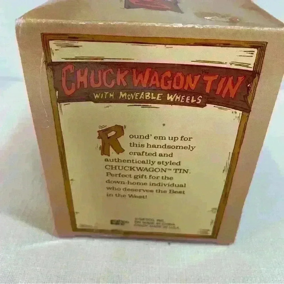 Giftco Chuck Wagon Vintage Tin W/Box Metal Advertising Moveable Wheels - Picture 10 of 12